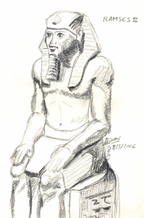 croquis d'après une statue de Ramses 2