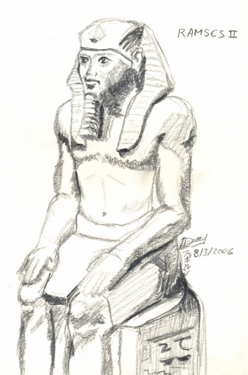 croquis d'après une statue de Ramses 2 croquis d'après une statue de Ramses 2